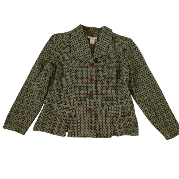Miss Dorby Womens Geometric Print Button-Up Jacket Size 14 Made In Indonesia - Picture 1 of 11